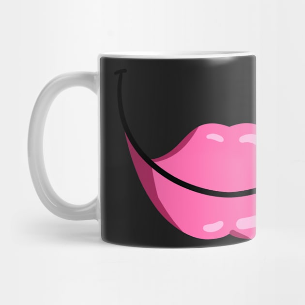 Big Pink Lips Smile - Face Mask by PorinArt